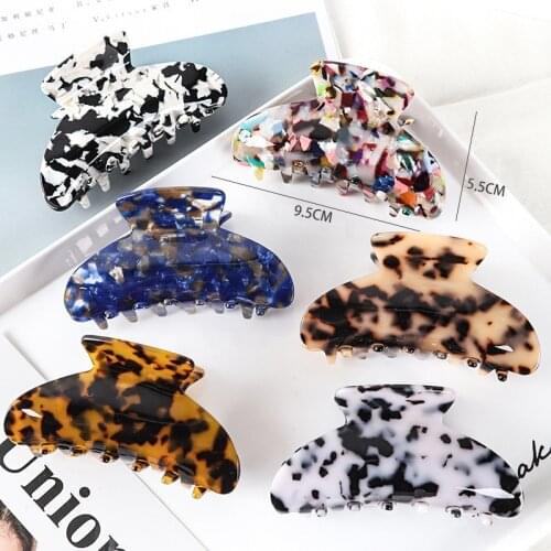 2021 Geometric Acetate Claw Clip Leopard Barrette Leopard Hair Claws Bath Clips Ponytail Clip for Women Girls Hair Accessories