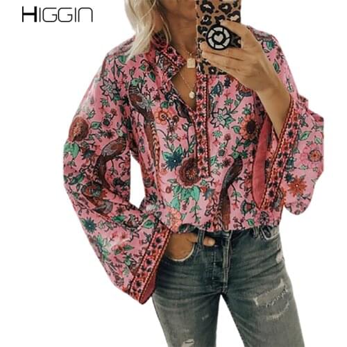 Women Chiffon Shirts Autumn Large Size Floral Print Blouses O Neck Long Sleeve Pullover Tops Casual Loose Oversized Female Shirt