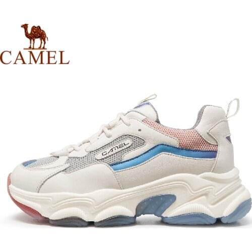 CAMEL Women Shoes Ladies Chunky Sneakers Spring Summer New Fashion Thick Soled Non-slip Breathable Mesh Running Sports Shoes