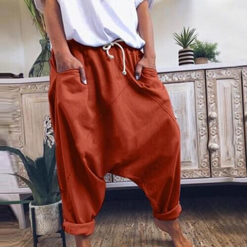 Women Fashion Harem Pants High Waist Loose Female Hip Hop Pants Spring Autumn Female Elastic Baggy Low-Crotch Trousers