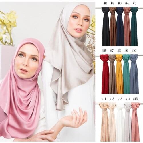 Women Plain Satin Chiffon Hijab Crinkle Scarf Polyester Shawl 2020 Newest Muslim Scarves Long Wrap Large Size Female Headband