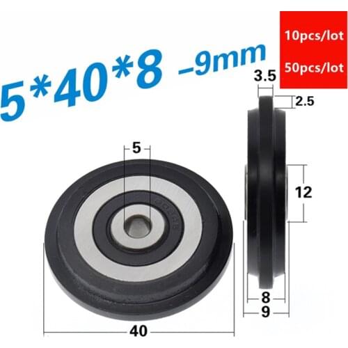 10pcs/50pcs 5*40*8mm nylon plastic coating cam roller groove track sliding door 608RS bearing guide wheel wear resisting