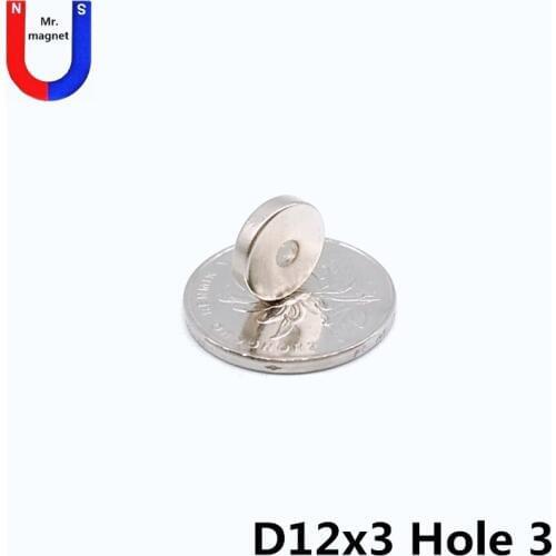 100pcs 12x3-3 mm magnet small disc Circular perforated 12*3 countersunk hole is 3 magnet 12*3-3 super strong neodymium magnets
