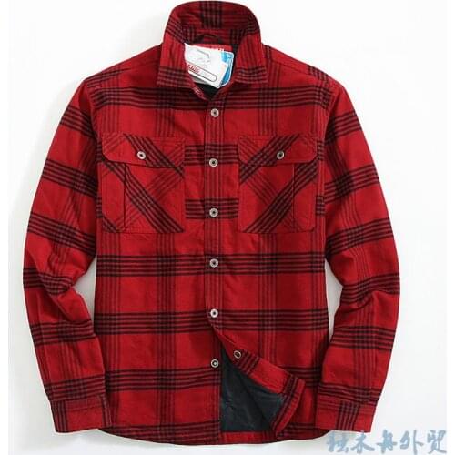 2019 Winter Shirts Men Flannel Plaid Shirt Cotton-padded Thermal Shirts Mens Winter Shirt Camisa Cuadros USA Plus Size M-2XL