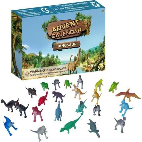 Christmas Advent Countdown Calendar Dinosaurs Gift Box 24pcs Squeeze Animal Toy ​animal Statues Educational Fun Toy For Children