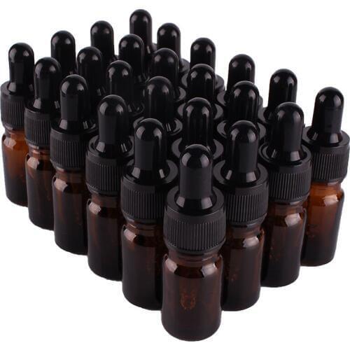 24pcs 5ml New Empty Amber Glass Dropper Bottle with Pipptte for essential oils aromatherapy liquid