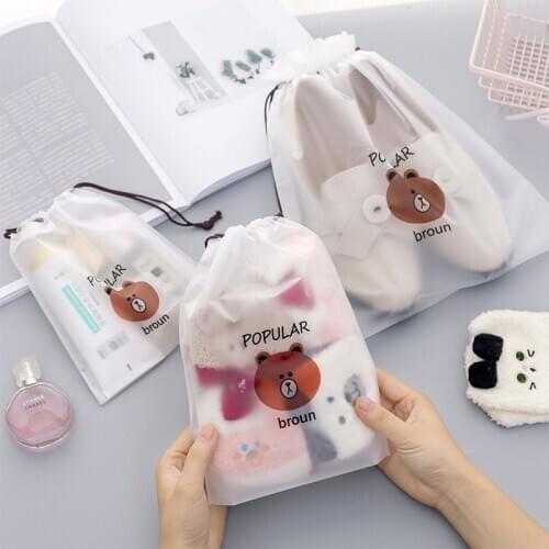 Wonderlife 3pcs Bear Drawstring Waterproof Travel LuggageHome Clothes Storage Bag Shoes Organizer Pouch Packing Bags
