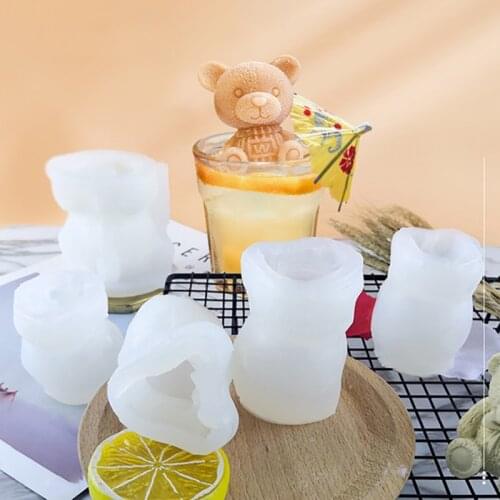 3D Ice Cube Maker Little Bear DogShape Chocolate Mould Tray Ice Cream DIY Tool Whiskey Wine Cocktail Ice Cube Silicone Mold