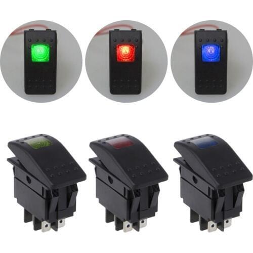 OOTDTY 4 Pin Waterproof 12V 20A Bar Rocker Toggle Switch LED Light Car Boat