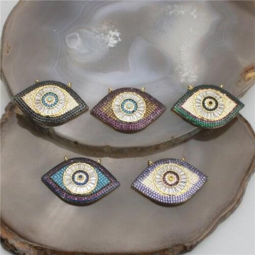 40*25mm 5pcs/lot High quality colorful cz pendant,eye shape cubic zircon charm, bracelet/necklace component wholesale