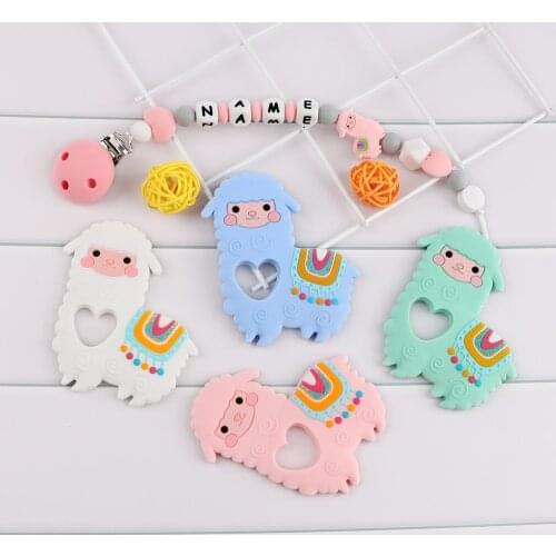 Kovict 5/10pcs New Baby Teether Cartoons Sheep Chewing Pandent Accessories DIY Jewelry Pacifier Clip Teething Toy