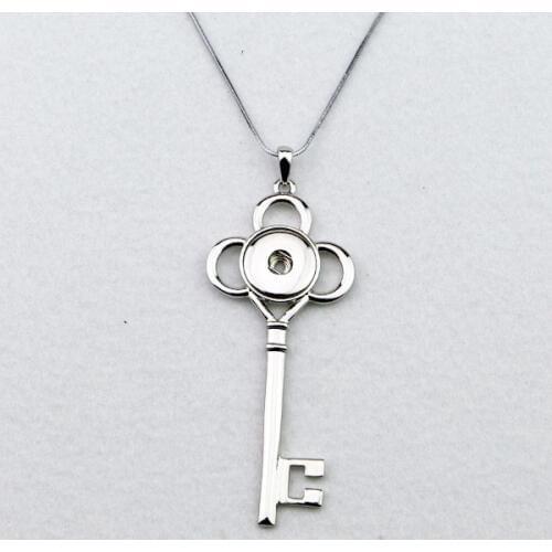 6pcs/lot New Key/Wing/Infinity/ Cross/heart 7Shapes to Choose Snap button Pendant Necklace with link Chain diy snap Necklaces