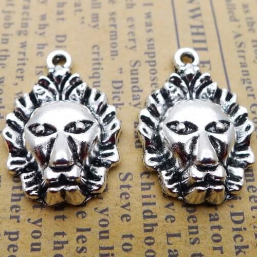 8 PCS/Lot 24mm*17mm Pendants Necklaces Antique Silver Color Tiger Head Charms Handcraft For DIY Jewelry Making