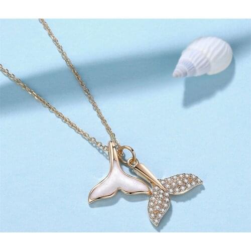 925 Sterling Silver Double Mermaid Tail Charm Pendant Choker Necklace For Girl Women Statement Wedding Party Jewelry dz581