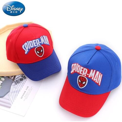 Disney Spiderman Letter Cartoon Embroidered Kids Hats Korean Color Matching Spring Autumn Cotton Baseball Caps Boy Girl Sun Hats