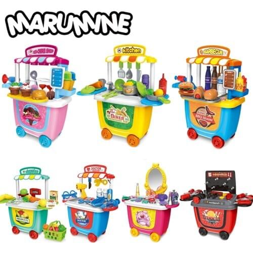 Marumine Kids Pretend Play Doctor Kit For Children Tool Set Kitchen Toys Foods Supermarket Educational Gift For Girls Boys