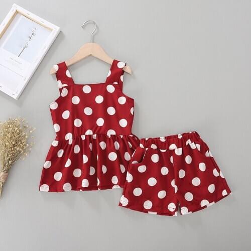 Baby Girl Clothes Toddler Kids Baby Girls Polka Dot Print Suspenders Tops Tee Dress Shorts Outfits детская одежда Roupas