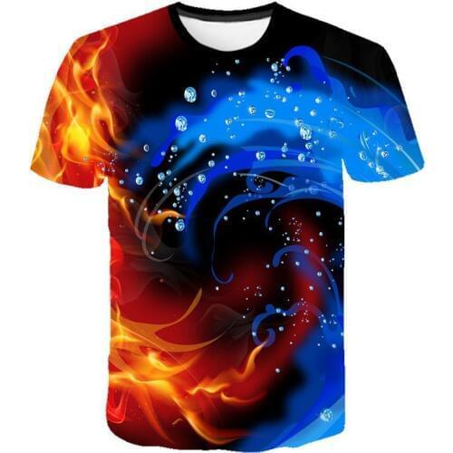 Fashion Red Flame Men Tshirt Summer Casual Black 3d Men T-shirt Anime Tee WomenHip Hop Street Clothing Short Sleeve Tshirt