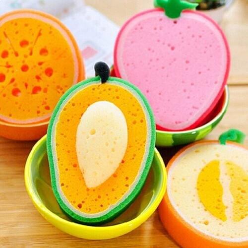 Kitchen Tool Lovely Fruit Dish Washing Cleaning Cloth Gadget Sponge Scouring