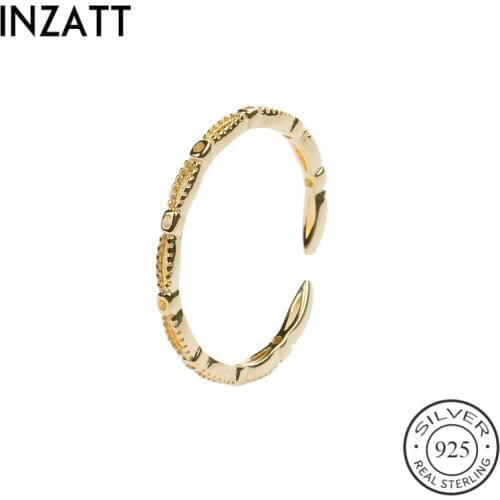 INZATT Real 925 Sterling Silver Minimalist Hollow Opening Ring For Fashion Women Party Fine Jewelry Exquisite Ring Accessories