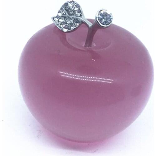 Artificial pink cats eye stone Crystal Apple Wedding Decoration Pink rock crystal Craft Gift Birthday