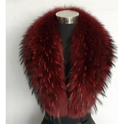 JKP 2021 natural raccoon fur collar coat womens natural raccoon fur collar scarf wine red fashion wild horn scarf female