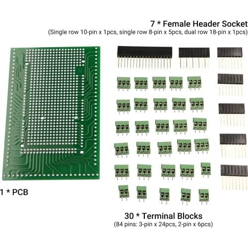 KKmoon Terminal Block Shield Board Set Parts Prototype PCB Terminal Block Female Header Sockets Compatible Arduino MEGA-2560