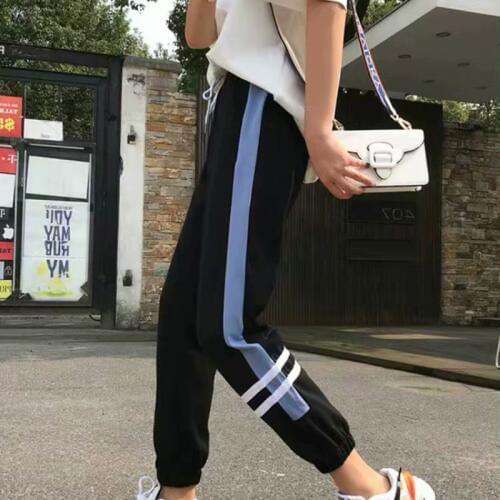 Korean Streetwear Fashion Slim Ankle-Length Pants Student Elegant Casual Japanese Bottom Pocket Polyester Famale Pants