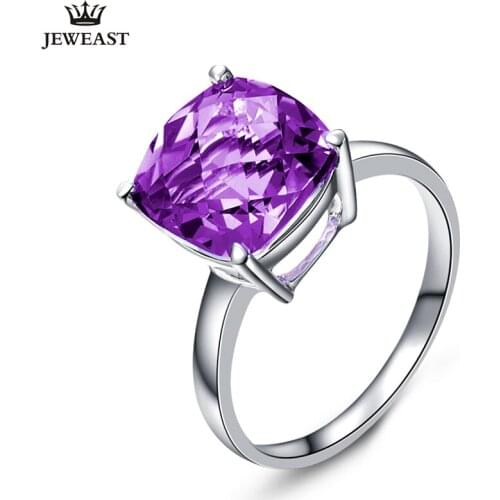 LSZB Natural Amethyst 18K Pure Gold 2020 New Hot Selling Top Ring Women Heart Shape Ring For Ladies Woman Genuine Jewelry