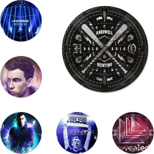 58mm DJ Music Hardwell Fashion Fun Dynamic Icons Pins Badge Decoration Brooches Metal Badges For Clothes Backpack Decoration