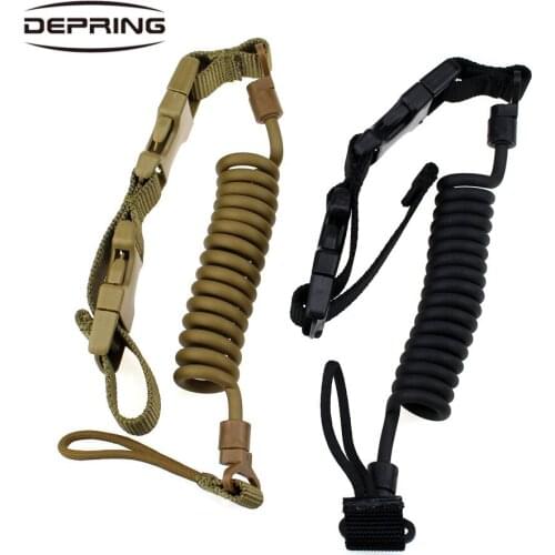 Molle Airsoft Coil Sling Military Backpack Heavy Duty Pistol Sling Tool Elastic Belt Spring Rope Lanyard Strap Bag for Hunting