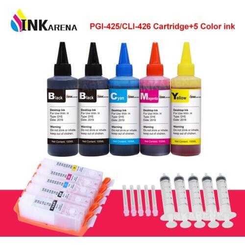 INKARENA 500ml Dye Ink Refill Kit + PGI-425 CLI-426 Printer Ink For Canon PIXM IP4840 IP4940 IX6540 MG5140 MG5240 MG5340 MG6140