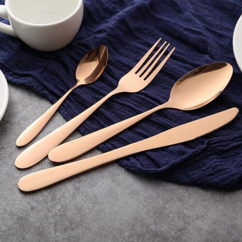 Rose Gold Cutlery Set Western 16/24 Stainless Steel Tableware Home Spoon Fork Knife Chopsticks Kit Dinnerware Sets tableware