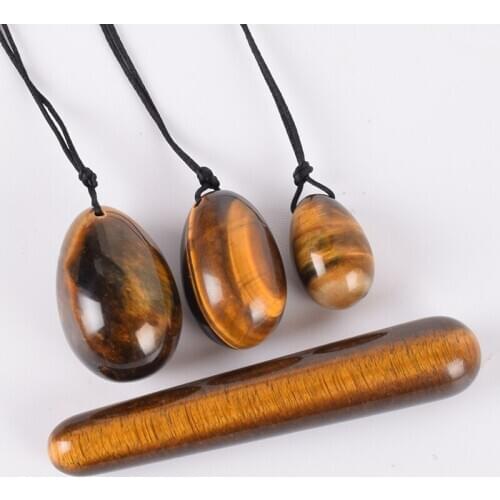 Jade Egg Massage Wand Set Natural Stone Crystal Mineral Tiger Eye Yoni Ball Kegel Exercise Tool Pelvic Floor Muscle Vaginal