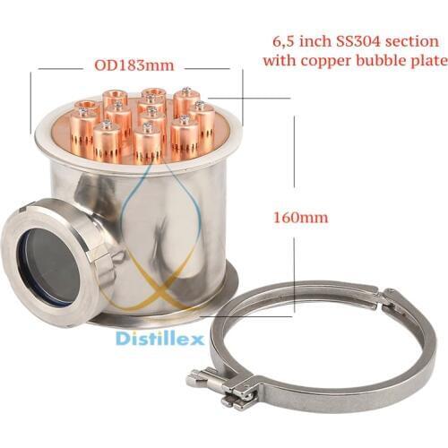 NEW 6,5" (OD183mm ) SS304 bubble plates section . Copper bubble plate 99.9%. Distillation column