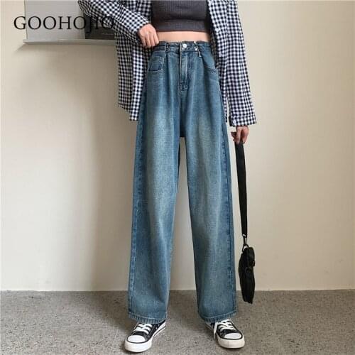 GOOHOJIO 2021 New Spring and Autumn Loose Jeans Women High Waist Cowboy Pant for Women Jeans All-match Women Wide Leg Trousers