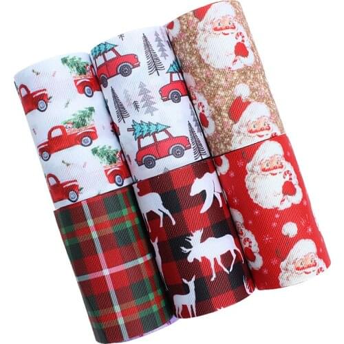 New arrival 38MM 50MM 75MM santa and plaid printed Christmas ribbon