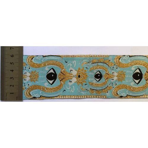 6cm gold metallic thread embroidery single face strong webbing,one eye webbing,XERY0628A