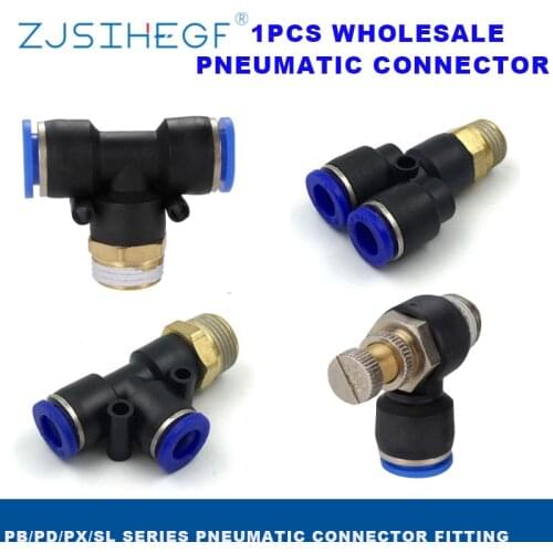1PC Pneumatic Connector PB/PD/PX/SL/PH 4-12mm Hose Tube Air Fitting 1/4" 1/8" 3/8" 1/2"BSPT Male Thread Pipe Couple