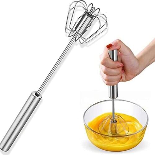 Semi-automatic Egg Beater 304 Steel Egg Whisk Manual Hand Mixer Self Turning Egg Stirrer Kitchen Accessories Egg Tools