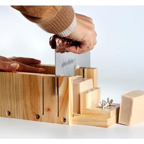 Soap Making Supplies Adjustable Wood Loaf Cutter Box & Stainless Steel Wavy Cutting Tools Kit