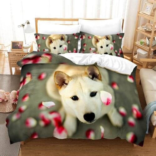 Dropshipping SINGLE only 1 Pillowcase Bedding For Boys Duvet Cover Set Bedding Dog N51 Animal Cartoon Christmas Single size