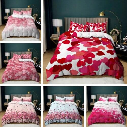 3D Luxury Loving Heart Quilt Cover King Size Bedding Set Love Heart Quilt Cover Sheet Nordic Bed Sheet Dropshipping