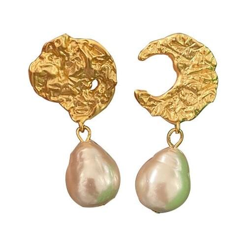 Sun Moon Artificial Baroque Pearl Earrings Stars and Moon Earrings ins European and American style