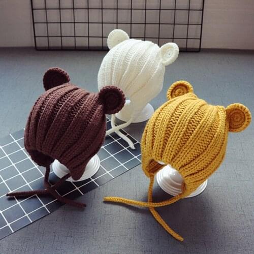 Cute Knitted Pompom Baby Hat Cap Thick Warm Baby Girl Boy Hat Beanie Winter Ear Warm Kids Hat Baby Bonnet Muts For Newborn