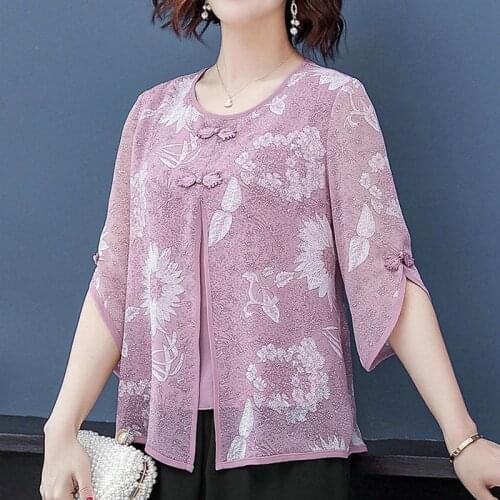 O-Neck Chiffon Blusas Tops Women Spring Summer Style Chiffon Blouses Shirts Lady Casual Half Sleeve