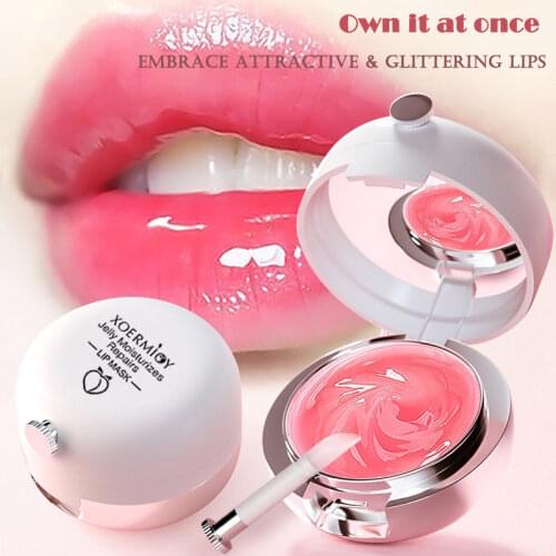 Cute Jelly Lips Gel Hydrating Moisturizing Smoothing Lips Dryness Clean Up Dead Skin&Lip Lines Lip Balm Night Sleep Care