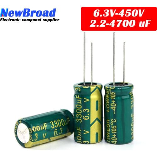 2-100pcs 10V 16V 25V 35V 50V 100V 400V 20% High Frequency Capacitor 100UF 220UF 330UF 470UF 680UF 1000UF 1500UF 2200UF 3300UF