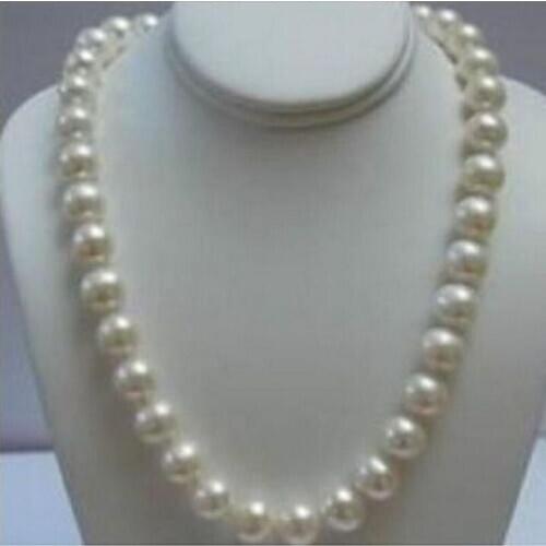 Jewelry Free Shipping REAL CHARMING NATURAL 20" 10-11MM SOUTH SEA WHITE PEARL NECKLACE 14k CLASP
