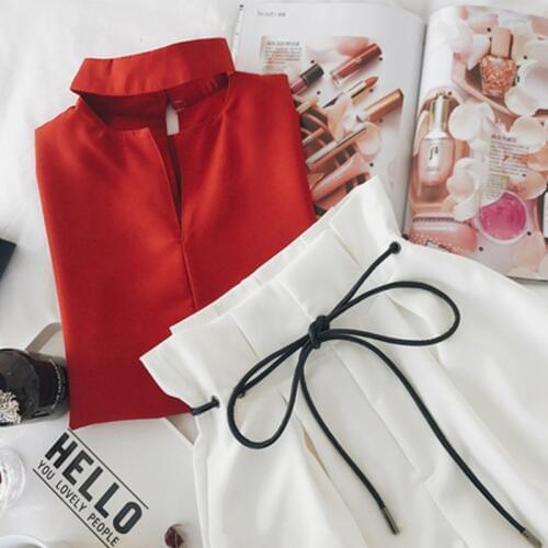 2018 Women Set Two Piece Set Fashion Summer Top and Shorts Crop Top suit Drawstring Short Pants Womens tracksuits